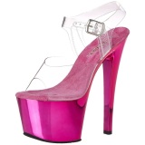 Fucsia Transparente 18 cm SKY-308 Plataforma Tacones de Aguja