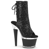 Glitter 18 cm SPECTATOR-1018G botines de plataforma y punta abierta negro