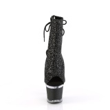 Glitter 18 cm SPECTATOR-1018G botines de plataforma y punta abierta negro