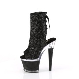 Glitter 18 cm SPECTATOR-1018G botines de plataforma y punta abierta negro