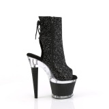 Glitter 18 cm SPECTATOR-1018G botines de plataforma y punta abierta negro