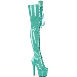 Glitter Verdes 18 cm ADORE-3020GP tacones botas altas por encima de la rodilla con cordones