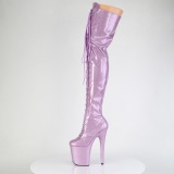 Glitter purpura 20 cm FLAMINGO-3020GP tacones botas altas por encima de la rodilla con cordones