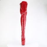 Glitter rojo 18 cm ADORE-3020GP tacones botas altas por encima de la rodilla con cordones