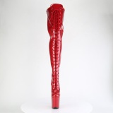 Glitter rojo 20 cm FLAMINGO-3020GP tacones botas altas por encima de la rodilla con cordones