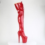 Glitter rojo 20 cm FLAMINGO-3020GP tacones botas altas por encima de la rodilla con cordones