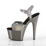 Gris 18 cm ADORE-709HGCH Holograma plataforma sandalias de tacn alto