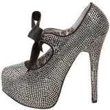 Gris Piedras Strass 14,5 cm Burlesque TEEZE-04R Plataforma Zapato Saln