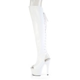 Holograma 18 cm ADORE-3019HWR botas altas punta abierta con cordones blanco