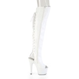 Holograma 18 cm ADORE-3019HWR botas altas punta abierta con cordones blanco