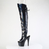 Holograma 18 cm ADORE-3019HWR botas altas punta abierta con cordones negro