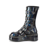 Holograma 5 cm EMILY-330 plataforma botas de mujer con hebillas