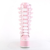 Holograma 9 cm DAMNED-318 plataforma botas hasta la rodilla mujer con hebilla rosa