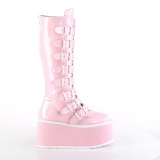 Holograma 9 cm DAMNED-318 plataforma botas hasta la rodilla mujer con hebilla rosa