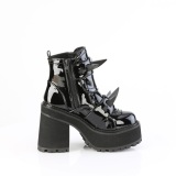 Lacado 12 cm ASSAULT-72 botines mujer con suela de tachuelas y plataforma en negro