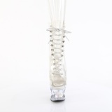 MOON1021C - 18 cm botines de tacn altos pleaser strass transparentes