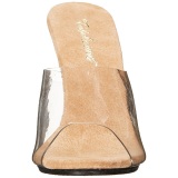 Marron Transparente 11 cm CARESS-401 Plateau Mules Tacn Alto Mujer