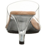 Marron Transparente 8 cm BELLE-301 Mules Tacn Alto Mujer