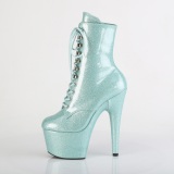 Menta verde glitter 18 cm plataforma botines tacn alto mujer