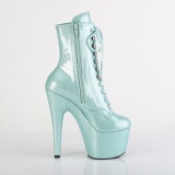 Menta verde glitter 18 cm plataforma botines tacn alto mujer