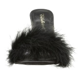 Negro 10 cm CLASSIQUE-01F pantuflas tacn alto mujer con plumas de marabu