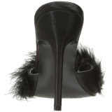 Negro 10 cm CLASSIQUE-01F pantuflas tacn alto mujer con plumas de marabu