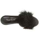 Negro 10 cm CLASSIQUE-01F pantuflas tacn alto mujer con plumas de marabu