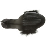 Negro 10 cm CLASSIQUE-01F pantuflas tacn alto mujer con plumas de marabu