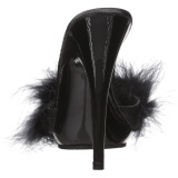 Negro 13 cm POISE-501F Tacn plumas de marabu Mules Calzado