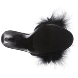 Negro 13 cm POISE-501F Tacn plumas de marabu Mules Calzado