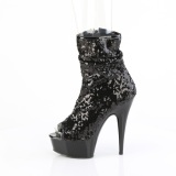 Negro 15 cm DELIGHT-1008SQ botines con lentejuelas de mujer