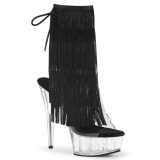 Negro 15 cm DELIGHT-1017TF botines con flecos de mujer tacn altos