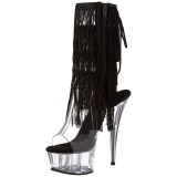 Negro 15 cm DELIGHT-1017TF botines con flecos de mujer tacn altos