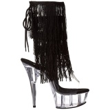 Negro 15 cm DELIGHT-1017TF botines con flecos de mujer tacn altos