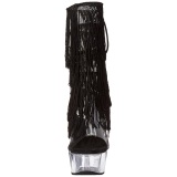 Negro 15 cm DELIGHT-1017TF botines con flecos de mujer tacn altos