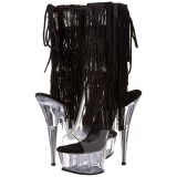 Negro 15 cm DELIGHT-1017TF botines con flecos de mujer tacn altos