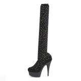 Negro 15 cm DELIGHT-30022 Tejido de punto botas altas overknee plataforma