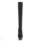 Negro 15 cm DELIGHT-30022 Tejido de punto botas altas overknee plataforma