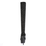 Negro 15 cm DELIGHT-30022 Tejido de punto botas altas overknee plataforma