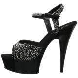 Negro 15 cm DELIGHT-609RS Zapatos tacn altos mujer Piedras Brillantes