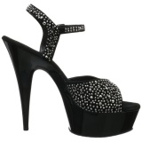 Negro 15 cm DELIGHT-609RS Zapatos tacn altos mujer Piedras Brillantes