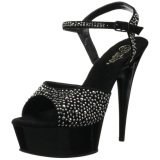 Negro 15 cm DELIGHT-609RS Zapatos tacn altos mujer Piedras Brillantes