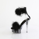 Negro 15 cm DELIGHT-624F sandalias de tacn con plumas pole dance