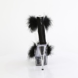 Negro 15 cm DELIGHT-624F sandalias de tacn con plumas pole dance