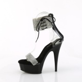 Negro 15 cm DELIGHT-627RS plataforma tacones con correa al tobillo