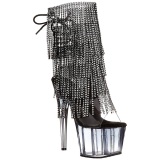 Negro 18 cm ADORE-1017RSFT botines con flecos de mujer tacn altos