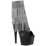 Negro 18 cm ADORE-1024RSF botines con flecos de mujer tacn altos