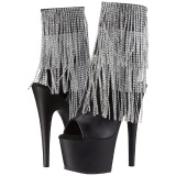 Negro 18 cm ADORE-1024RSF botines con flecos de mujer tacn altos