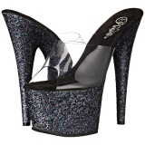 Negro 18 cm ADORE-701LG brillo plataforma pantuflas tacn alto tacn mujer