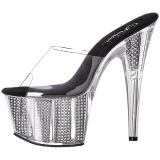 Negro 18 cm ADORE-701SRS Piedras strass plataforma pantuflas tacn alto mujer